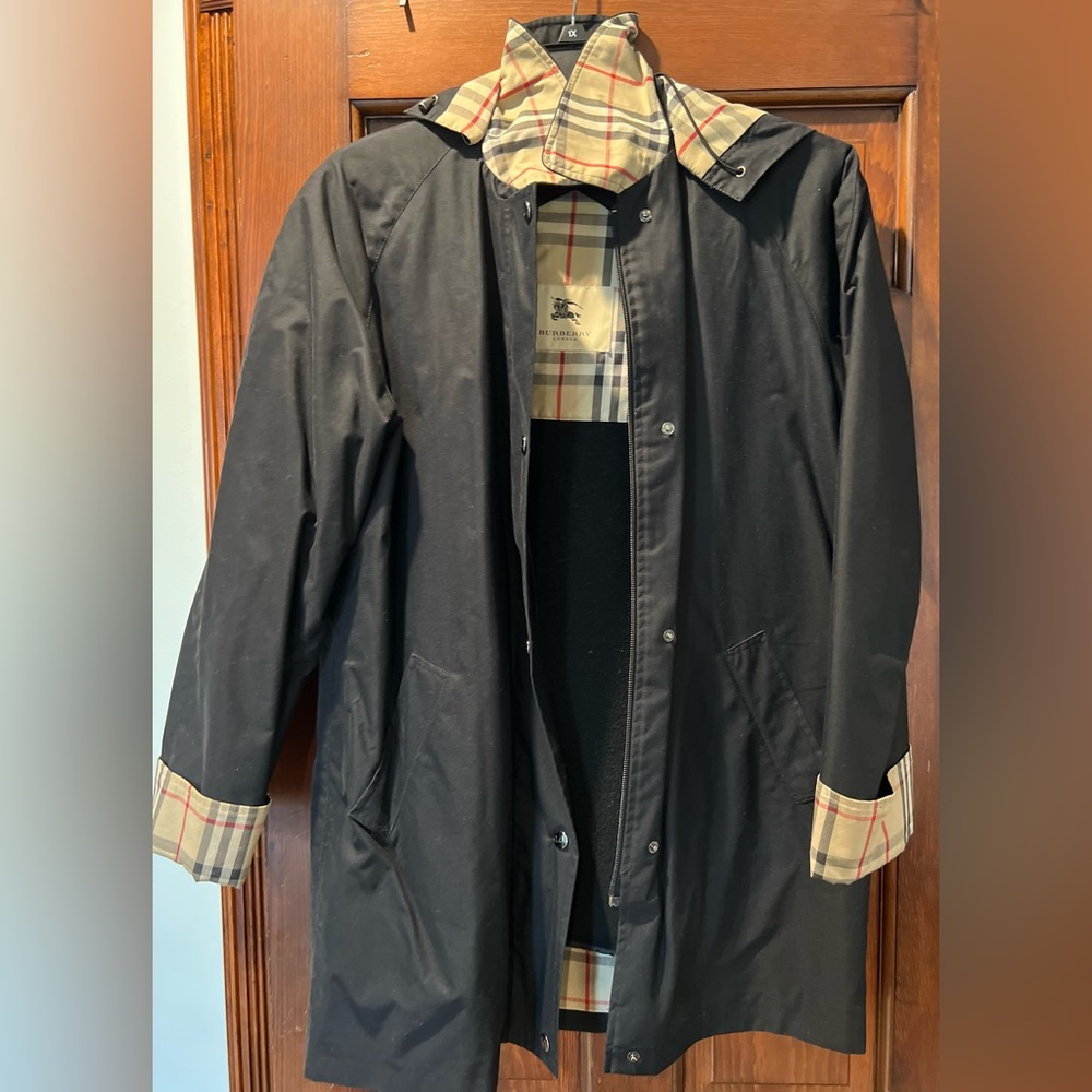 BURBERRY RAINCOAT with zip-out optional liner - excellent condition.
